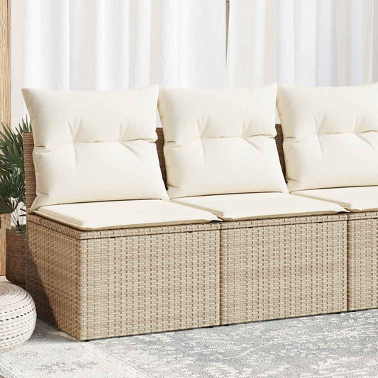 2 Piece Garden Sofa Set with Cushions Beige Poly Rattan Acacia