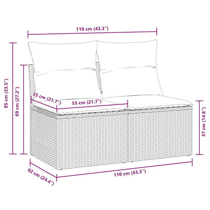 2 Piece Garden Sofa Set with Cushions Grey Poly Rattan Acacia