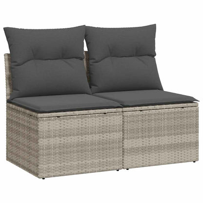 2 Piece Garden Sofa Set with Cushions Light Grey Poly Rattan Acacia