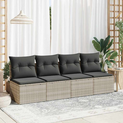 2 Piece Garden Sofa Set with Cushions Light Grey Poly Rattan Acacia