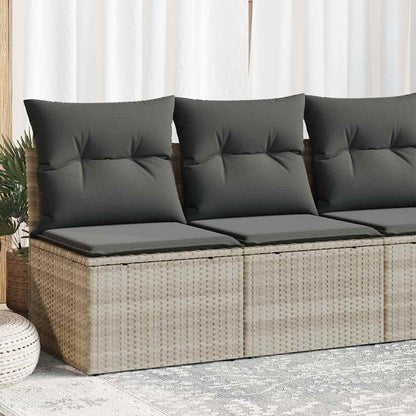 2 Piece Garden Sofa Set with Cushions Light Grey Poly Rattan Acacia