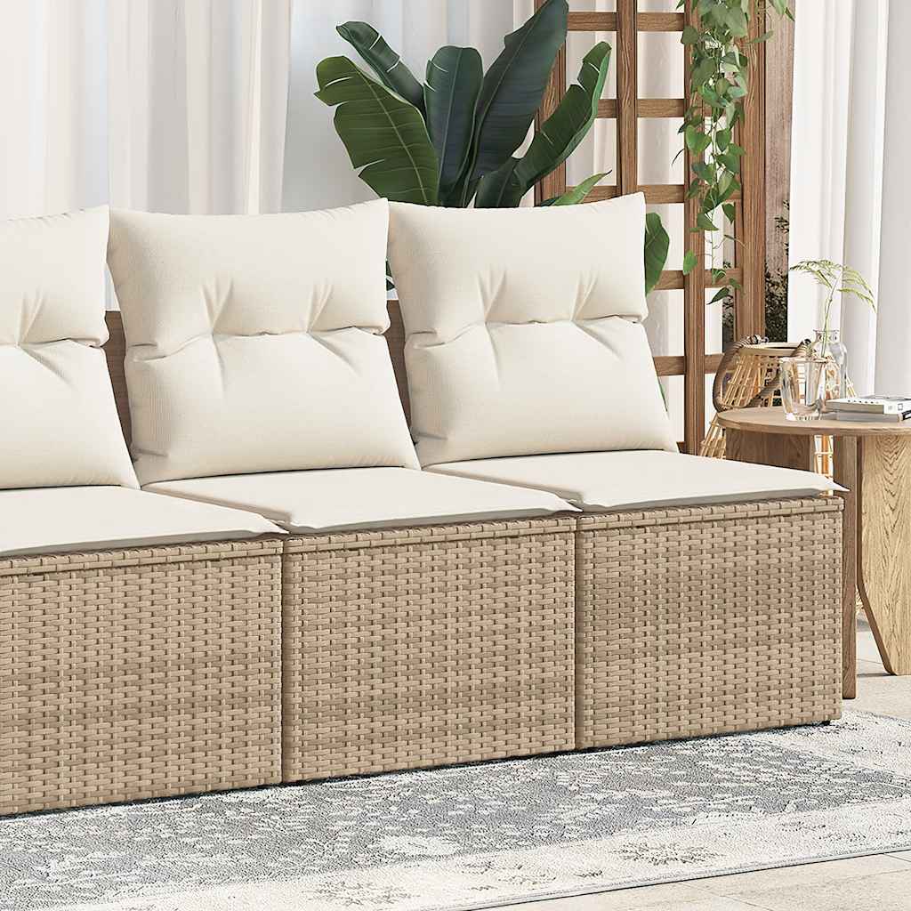 2 Piece Garden Sofa Set with Cushions Beige Poly Rattan Acacia