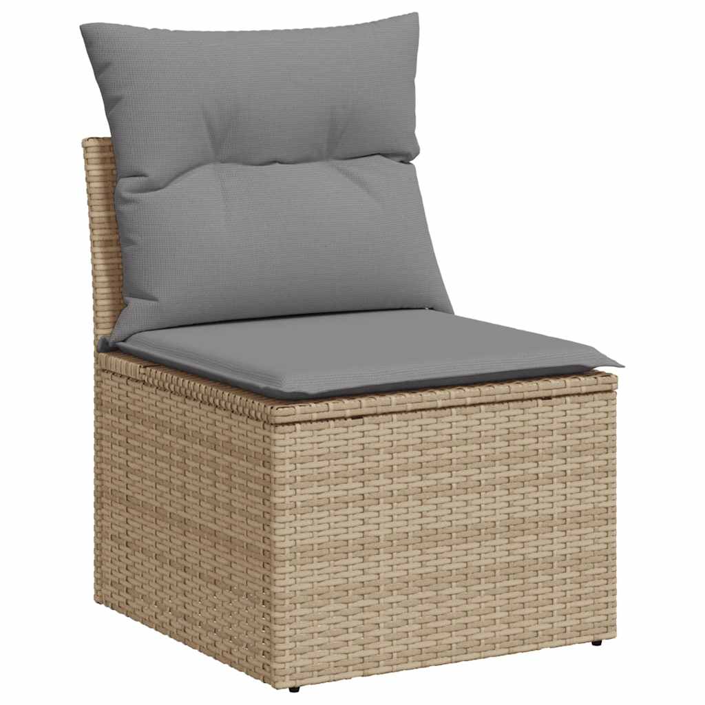 2 Piece Garden Sofa Set with Cushions Beige Poly Rattan Acacia