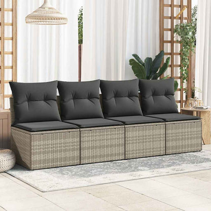 2 Piece Garden Sofa Set with Cushions Light Grey Poly Rattan Acacia