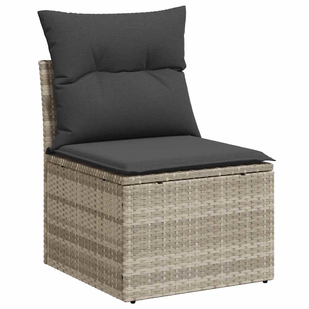 2 Piece Garden Sofa Set with Cushions Light Grey Poly Rattan Acacia