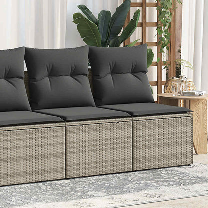 2 Piece Garden Sofa Set with Cushions Light Grey Poly Rattan Acacia