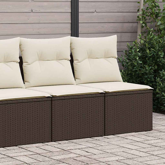 2 Piece Garden Sofa Set with Cushions Brown Poly Rattan Acacia