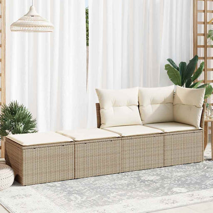 2 Piece Garden Sofa Set with Cushions Beige Poly Rattan Acacia