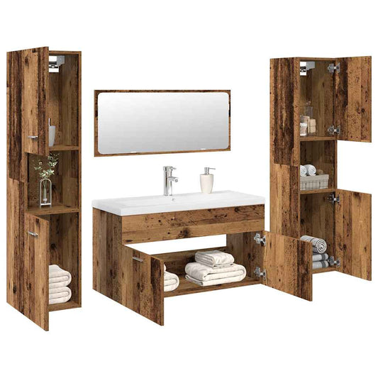 5 Piece Bathroom Furniture Set Old Wood Engineered Wood