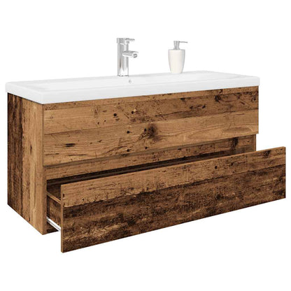 Sink Cabinet with Built-in Basin and Faucet Old Wood