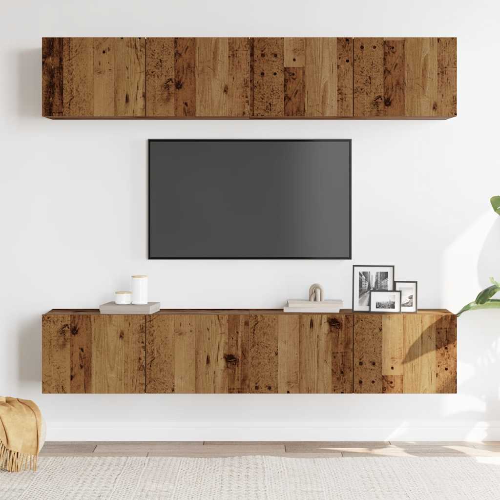 Wall Mounted TV cabinets 4 pcs Old Wood Engineered Wood