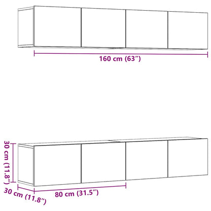 Wall Mounted TV cabinets 4 pcs Old Wood Engineered Wood