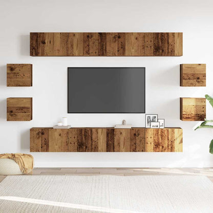 Wall Mounted TV cabinets 8 pcs Old Wood Engineered Wood