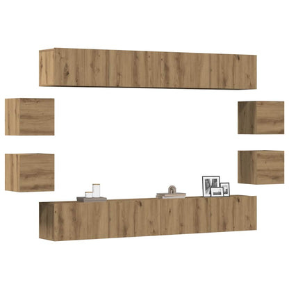 Wall Mounted TV cabinets 8 pcs Artisan Oak Engineered Wood