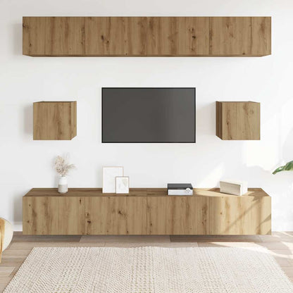 6 Piece TV Cabinet Set Wall-mounted Artisan Oak Engineered Wood