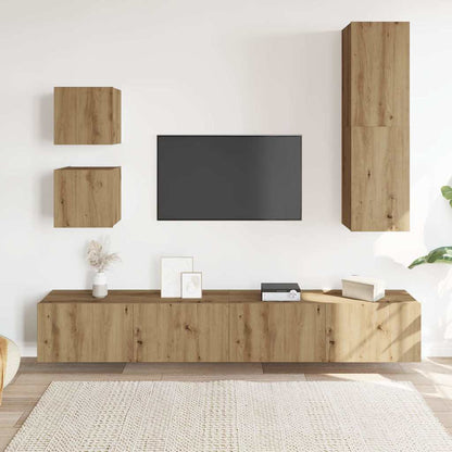 5 Piece TV Cabinet Set Wall-mounted Artisan Oak Engineered Wood