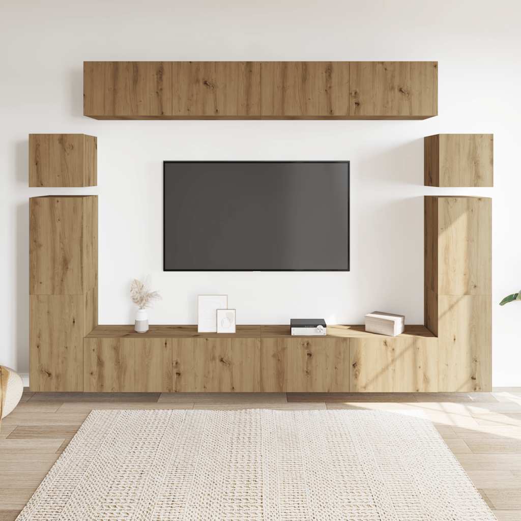 8 Piece TV Cabinet Set Wall-mounted Artisan Oak Engineered Wood