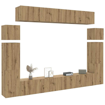 8 Piece TV Cabinet Set Wall-mounted Artisan Oak Engineered Wood