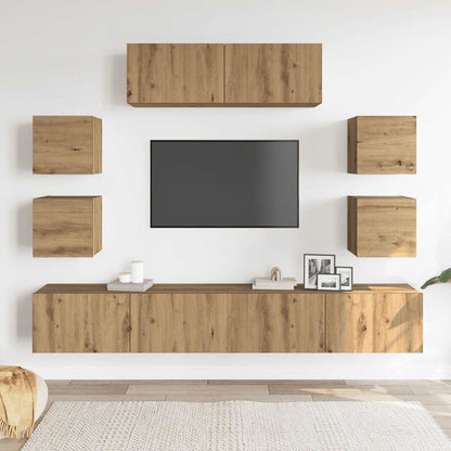 7 Piece TV Cabinet Set Wall-mounted Artisan Oak Engineered Wood