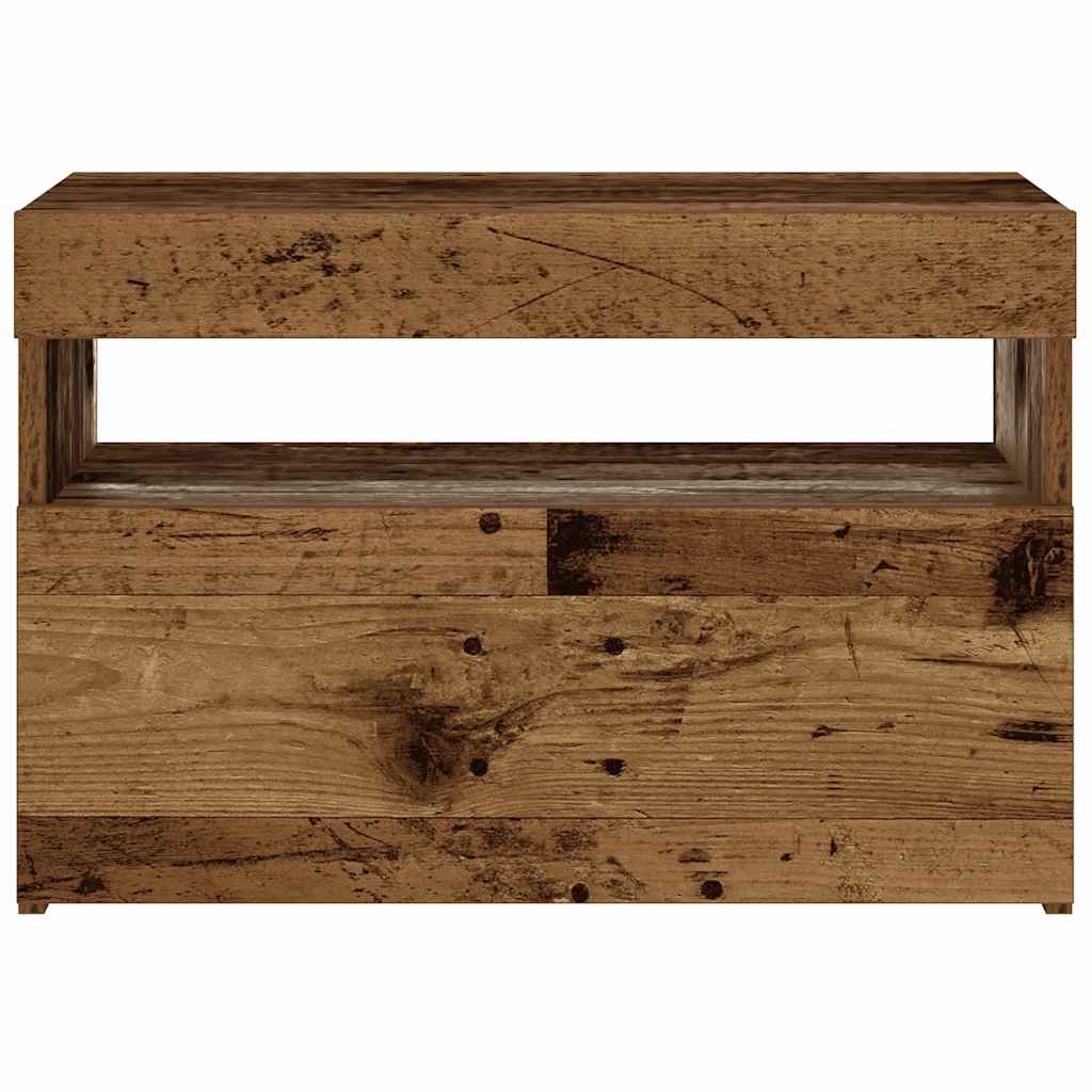 Bedside Cabinet with LED Lights Old Wood 60x35x40 cm Engineered Wood