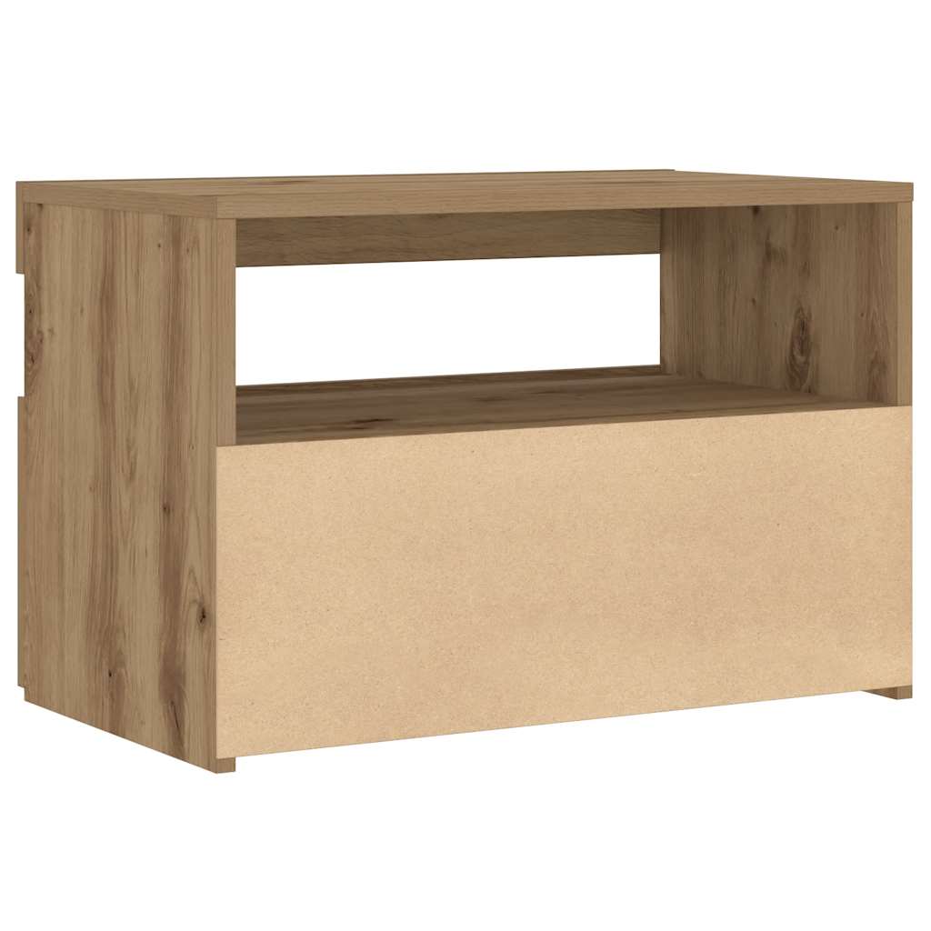 Bedside Cabinet with LED Lights Artisan Oak 60x35x40 cm Engineered Wood