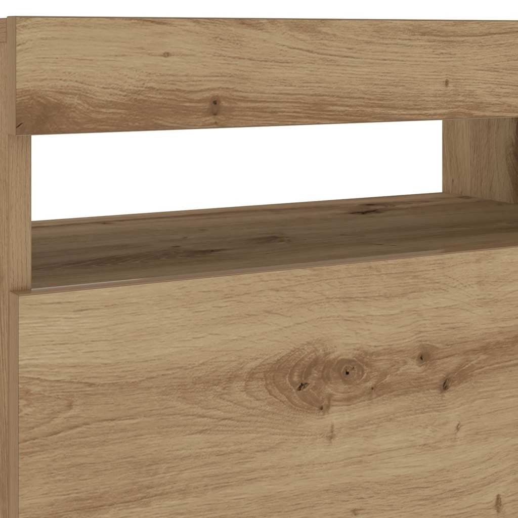 Bedside Cabinet with LED Lights Artisan Oak 60x35x40 cm Engineered Wood