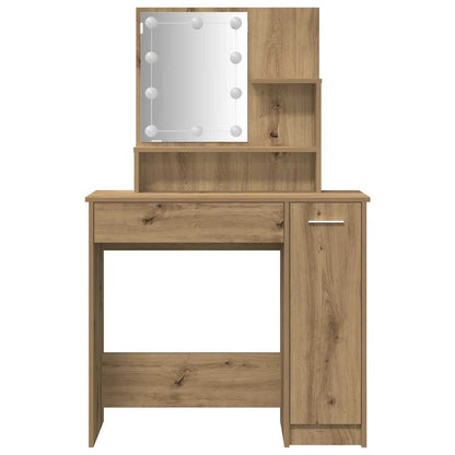 Dressing Table Set with LED Artisan Oak Engineered Wood