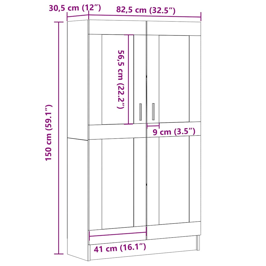 Book Cabinet Old Wood 82.5x30.5x150 cm Engineered Wood