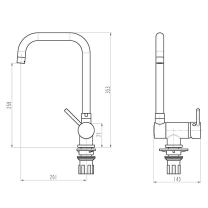 EISL Kitchen Mixer Tap with Tiltable Spout FLEXO Chrome