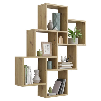 FMD Wall-mounted Shelf with 8 Compartments Artisan Oak