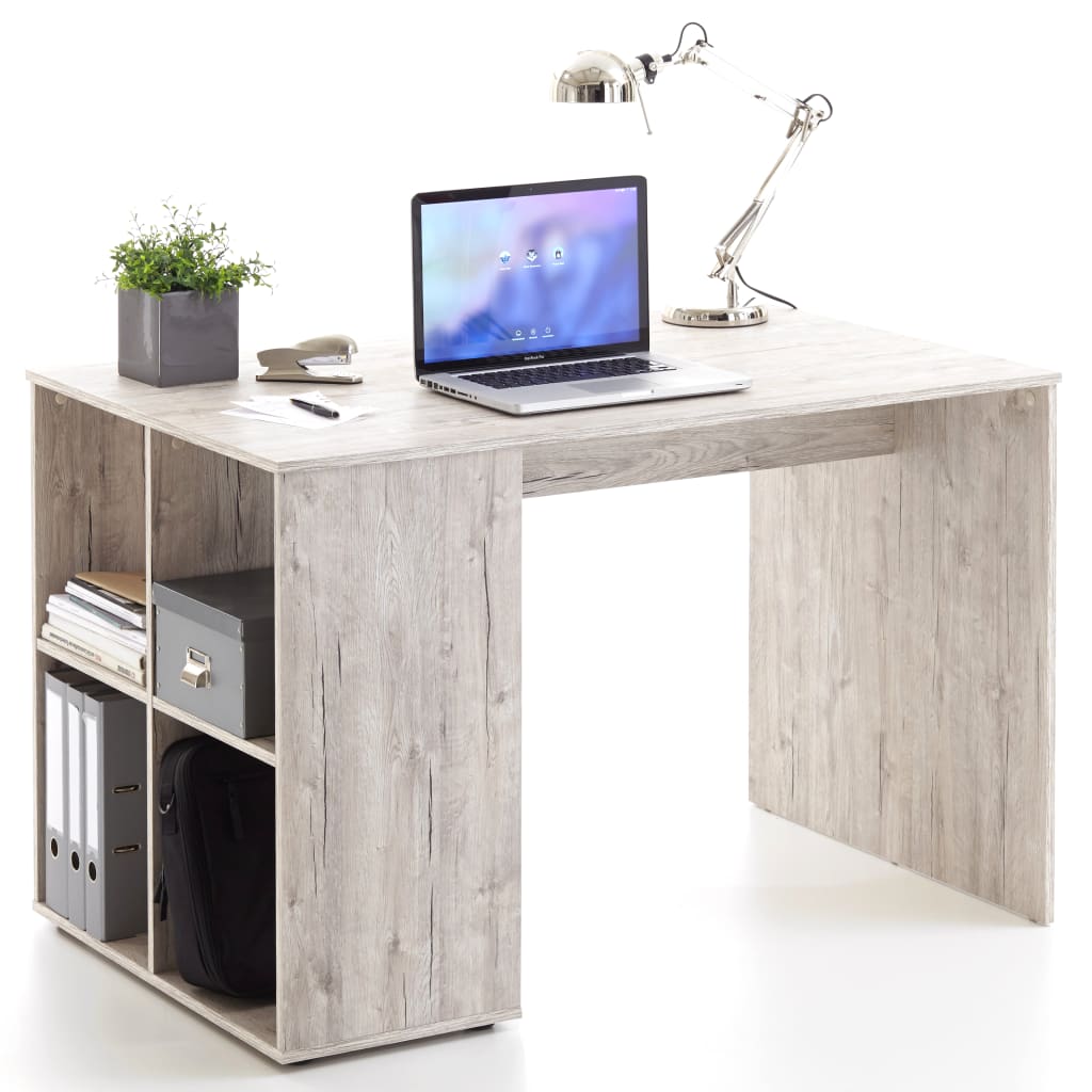 FMD Desk with Side Shelves 117x73x75 cm Sand Oak