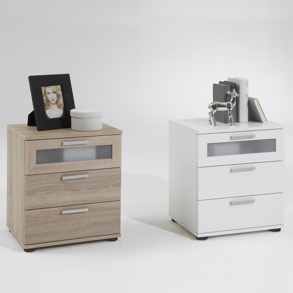 FMD Bedside Table with 3 Drawers White