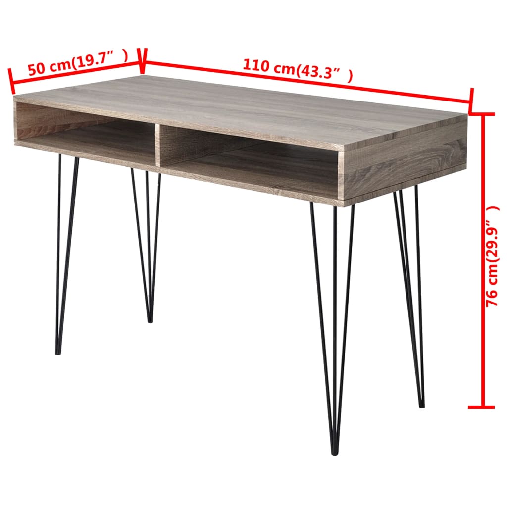 Desk with 2 Compartments Grey