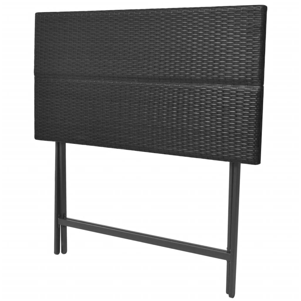 7 Piece Folding Outdoor Dining Set Steel Poly Rattan Black