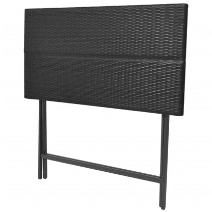 7 Piece Folding Outdoor Dining Set Steel Poly Rattan Black
