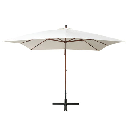 Hanging Garden Parasol 300x300 cm Wooden Pole White