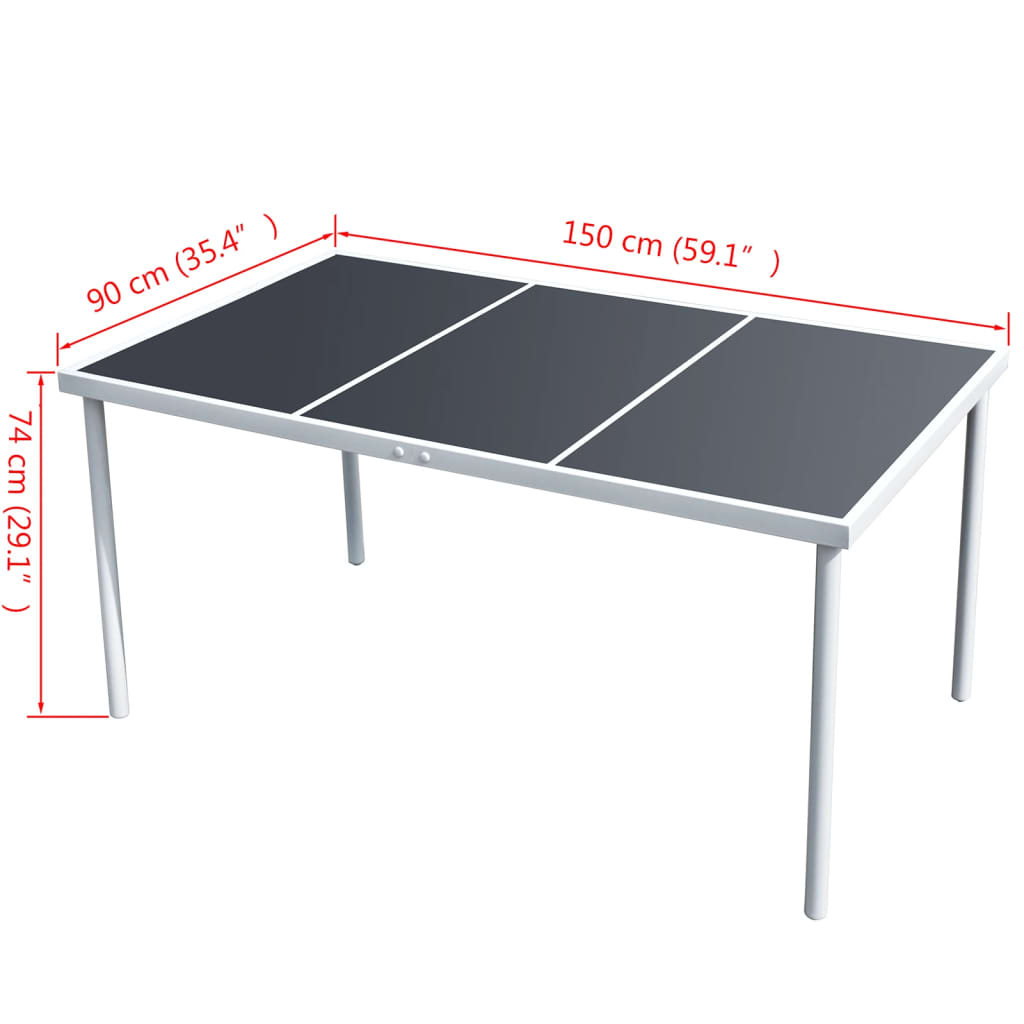 Garden Table 150x90x74 cm Black Steel
