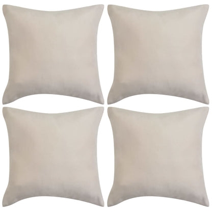 Cushion Covers 4 pcs 50x50 cm Polyester Faux Suede Beige