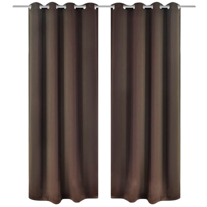Blackout Curtains 2 pcs with Metal Eyelets 135x175 cm Brown