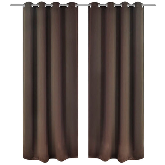 Blackout Curtains 2 pcs with Metal Eyelets 135x175 cm Brown