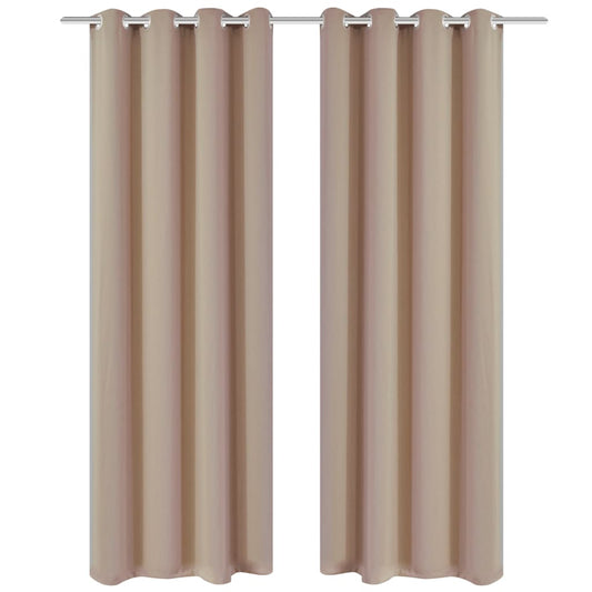 Blackout Curtains 2 pcs with Metal Eyelets 135x175 cm Cream