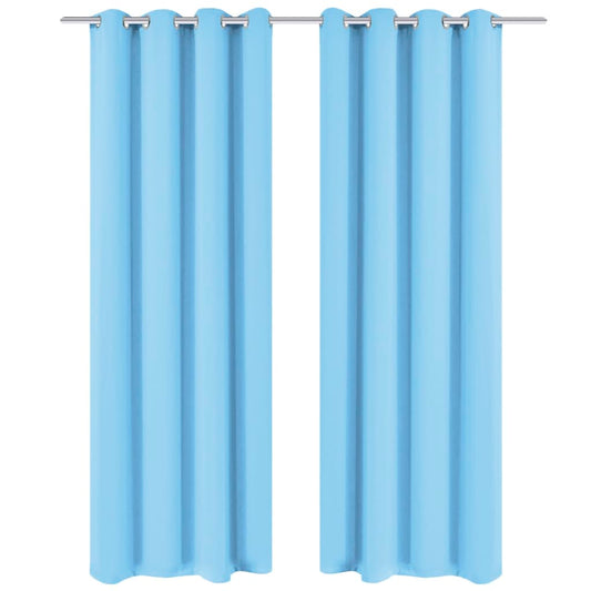 Blackout Curtains 2 pcs with Metal Eyelets 135x245 cm Turquoise