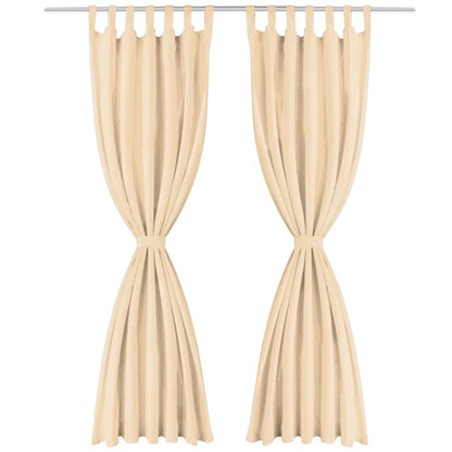 Micro-Satin Curtains 2 pcs with Loops 140x225 cm Beige