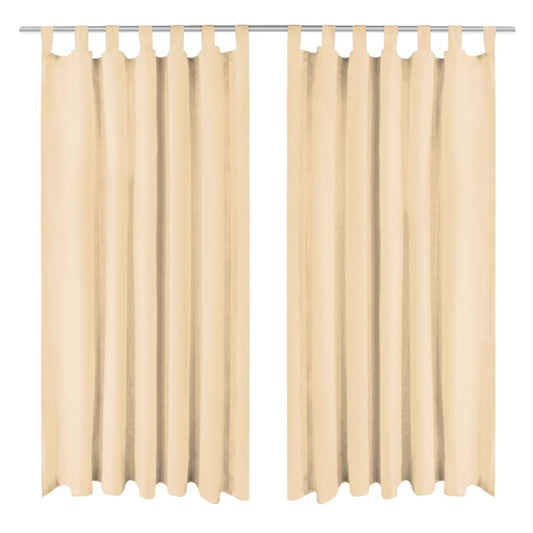 Micro-Satin Curtains 2 pcs with Loops 140x245 cm Beige