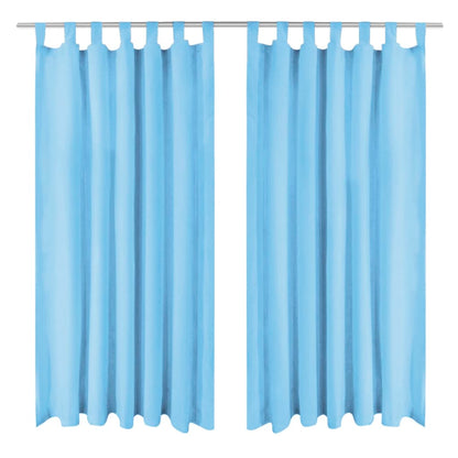 Micro-Satin Curtains 2 pcs with Loops 140x175 cm Turquoise