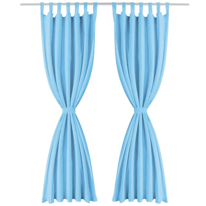 Micro-Satin Curtains 2 pcs with Loops 140x175 cm Turquoise