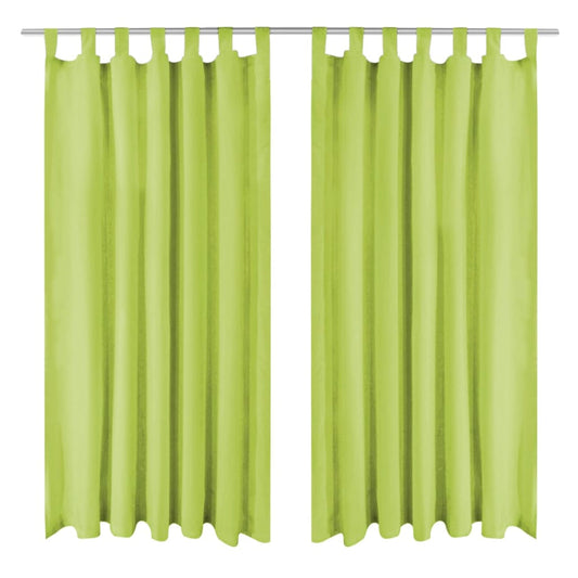Micro-Satin Curtains 2 pcs with Loops 140x175 cm Green