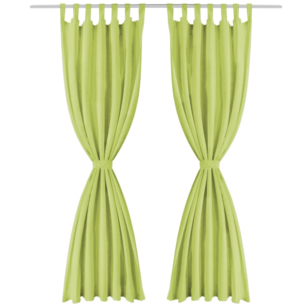 Micro-Satin Curtains 2 pcs with Loops 140x175 cm Green