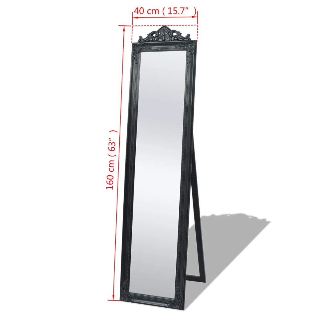 Free-Standing Mirror Baroque Style 160x40 cm Black