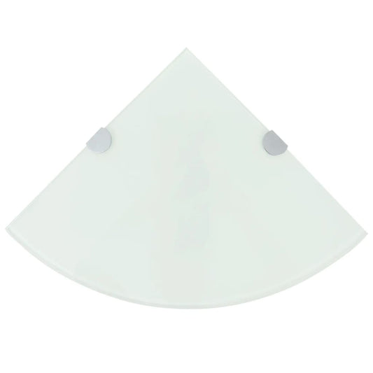 Corner Shelf with Chrome Supports Glass White 35x35 cm